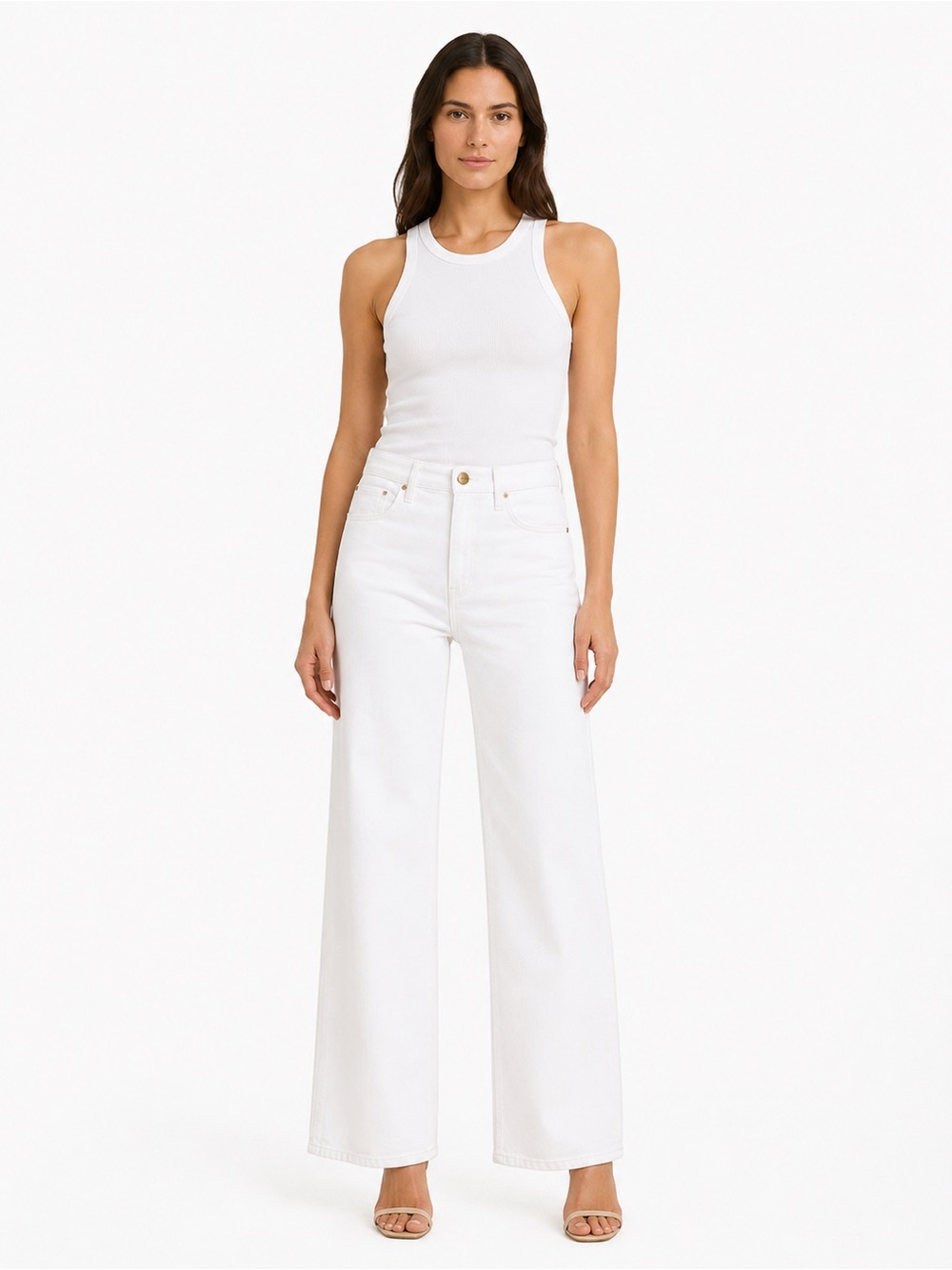FRAME Denim Women’s 24 White High Rise Wide Leg Flare Jeans Made USA Barneys